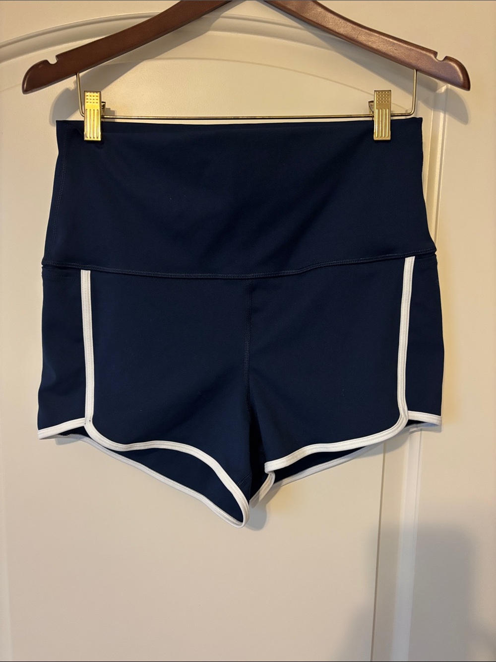Free People Movement High-Waist Navy Athletic Shorts with White Trim XL